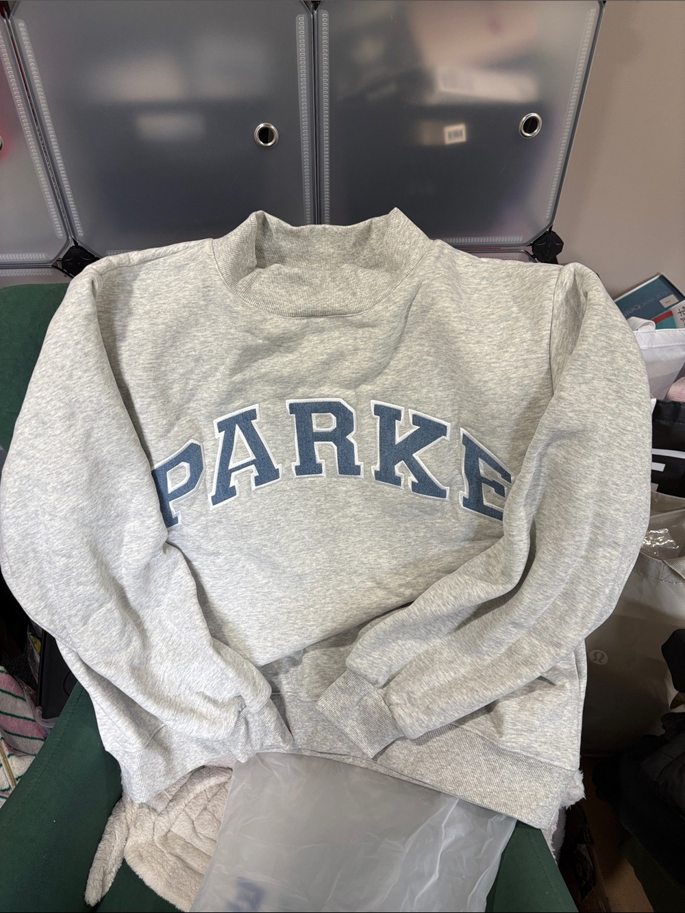 Parke vintage denim mock neck fleece